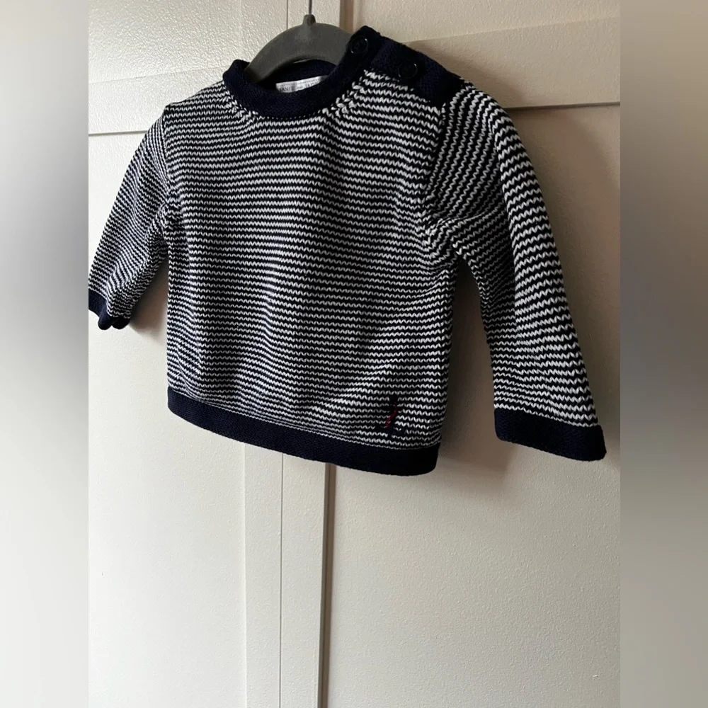 Janie And Jack Baby‎ Infant Vintage Striped Anchor Sweater Size 6-12 Months